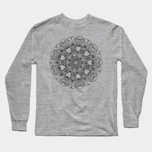 Symmetric Hearts - Mandala Design Long Sleeve T-Shirt